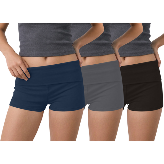 Sweet Hearts 3-Pack Womens Shorts- Foldover Biker Shorts for Women High Waisted Black Shorts Casual Summer Womens Clothes Plus Size