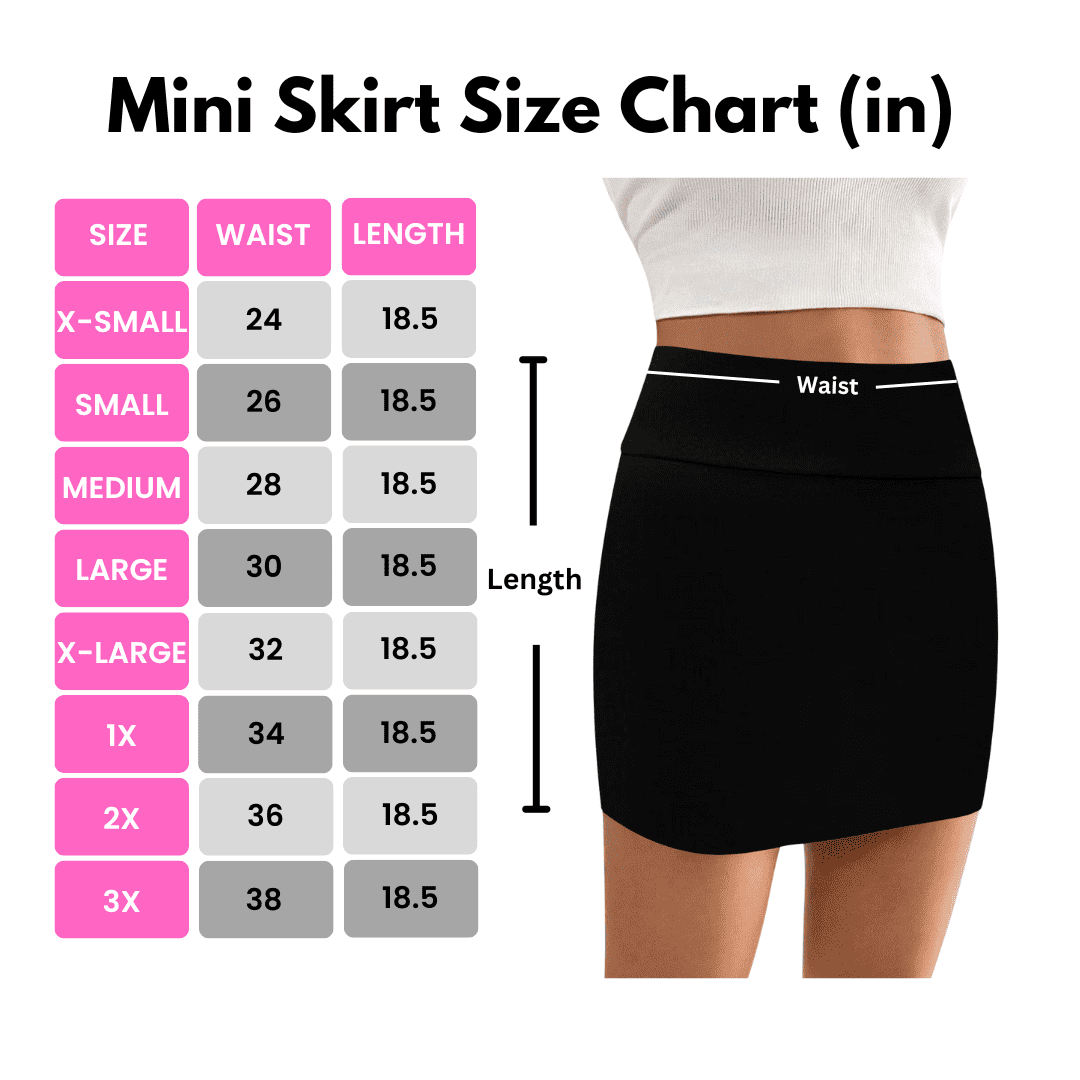 Sweet Hearts Bodycon Black Mini Skirt for Women- High Waist Womens Skirt Made in USA