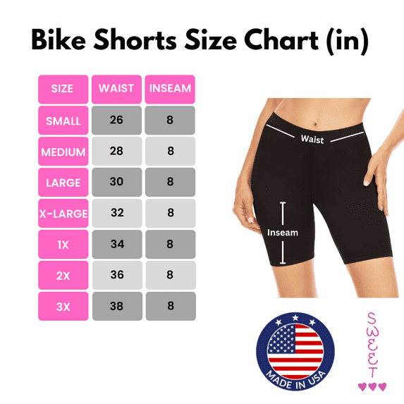 Sweet Hearts 3-Pack Biker Shorts for Women - Elastic Waist Shiny Spandex Workout Yoga Bike Running Shorts Made in USA