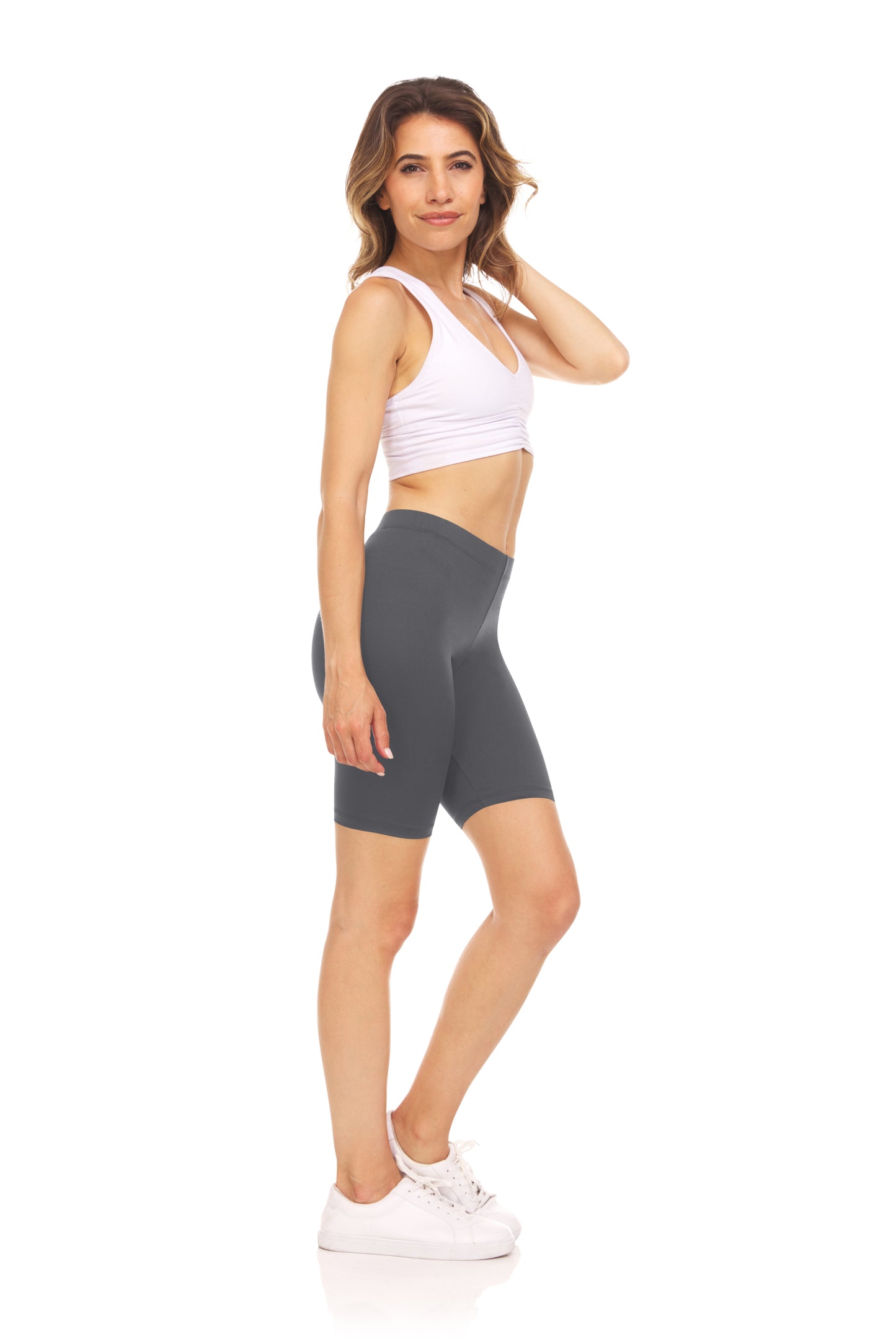 Sweet Hearts 3-Pack Biker Shorts for Women - Elastic Waist Shiny Spandex Workout Yoga Bike Running Shorts Made in USA