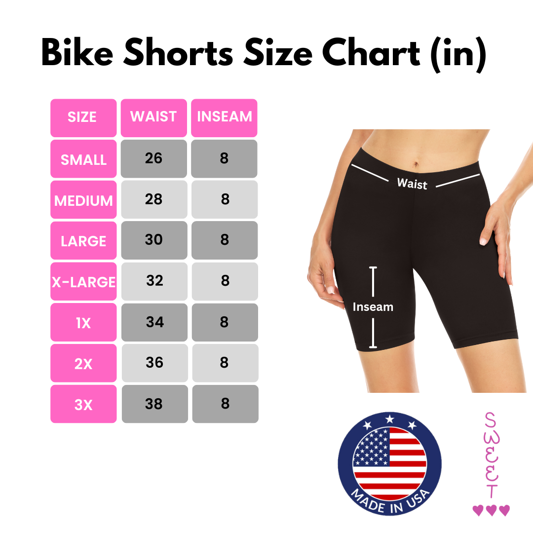 Sweet Hearts 3-Pack Biker Shorts for Women - Elastic Waist Shiny Spandex Workout Yoga Bike Running Shorts Made in USA