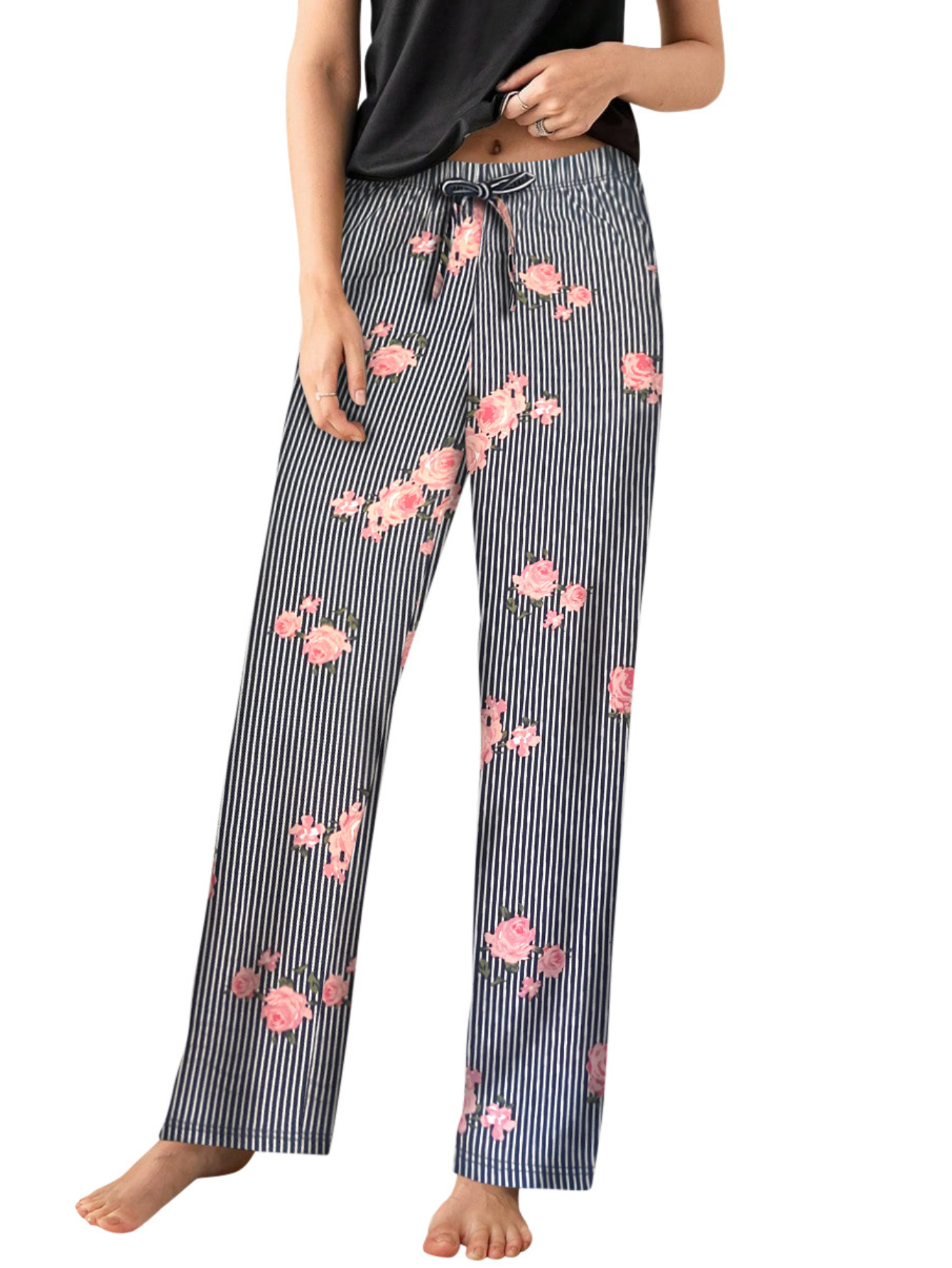 Sweet Hearts 2-Pack Pajama Pants for Women- Soft Comfy Lounge Sleep Bottoms with Faux Drawstring Women's PJ Pants Made in USA