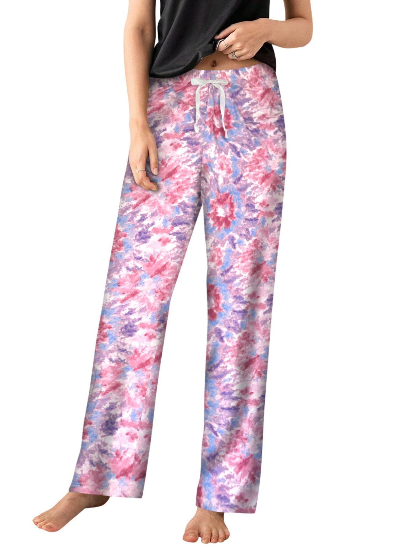 Sweet Hearts 2-Pack Pajama Pants for Women- Soft Comfy Lounge Sleep Bottoms with Faux Drawstring Women's PJ Pants Made in USA