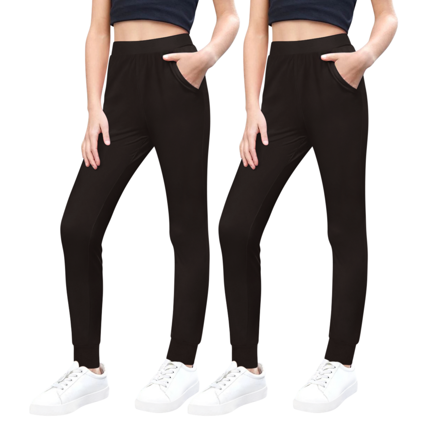 Sweet Hearts 2-Pack Girls Sweatpants- Lightweight Joggers Sweatpants for Girls with Pockets Made in USA