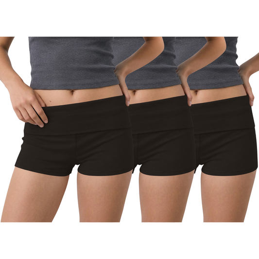 Sweet Hearts 3-Pack Womens Shorts- Foldover Biker Shorts for Women High Waisted Black Shorts Casual Summer Womens Clothes Plus Size
