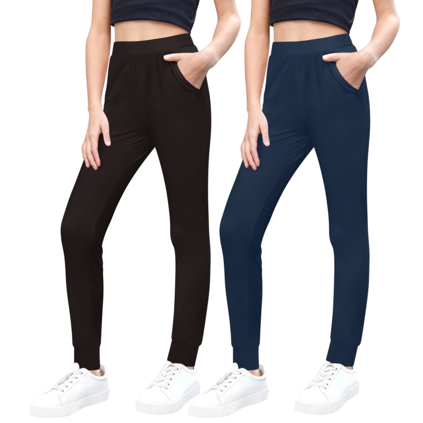 Sweet Hearts 2-Pack Girls Sweatpants- Lightweight Joggers Sweatpants for Girls with Pockets Made in USA