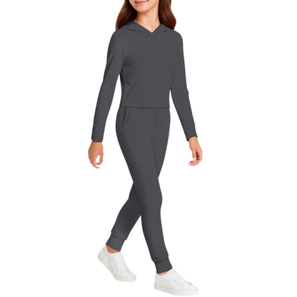 Sweet Hearts 2-Piece Girls Sweatsuit - Kids Sweatpants and Hoodie Sweatshirt Back to School Tween Girls Clothes Made in USA