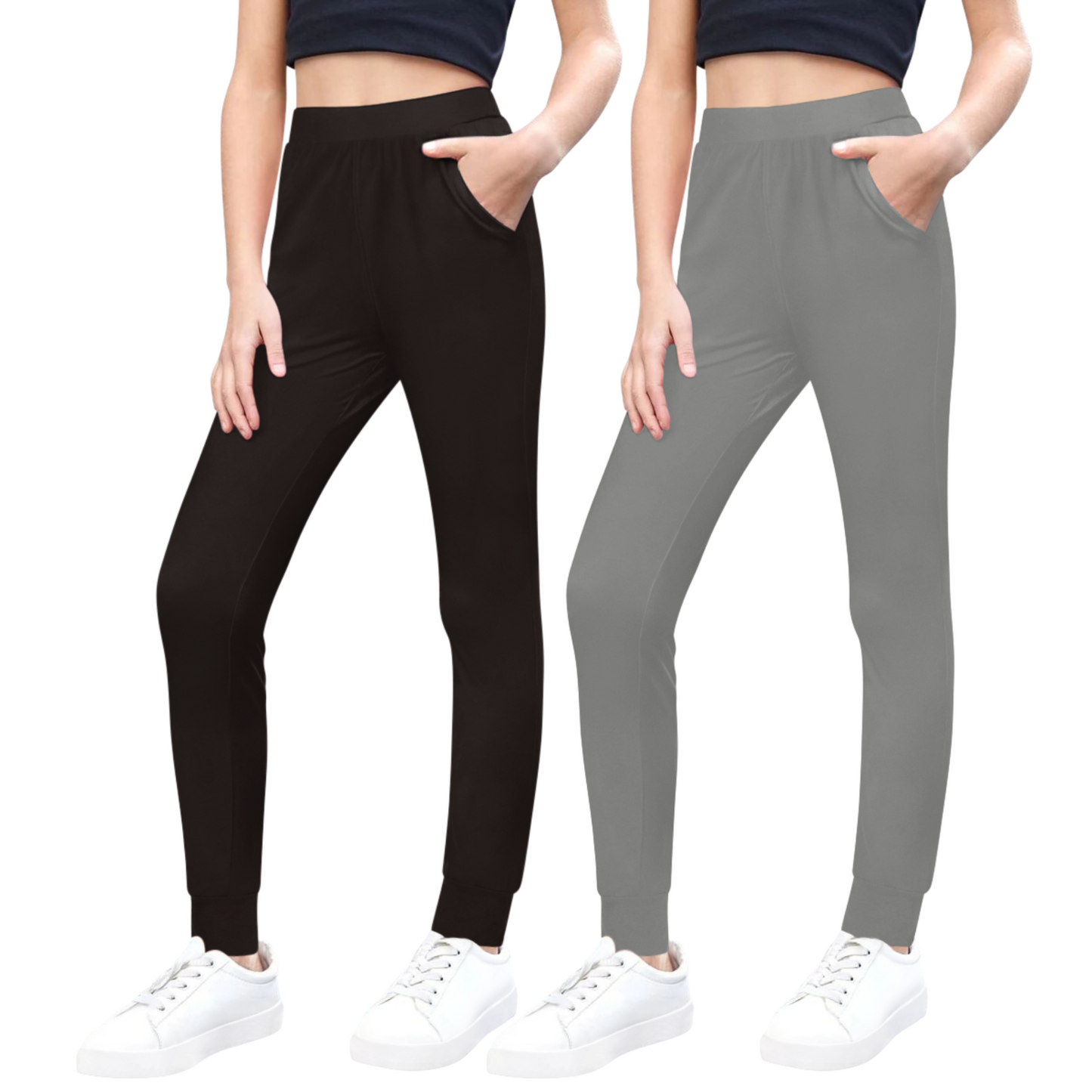 Sweet Hearts 2-Pack Girls Sweatpants- Lightweight Joggers Sweatpants for Girls with Pockets Made in USA