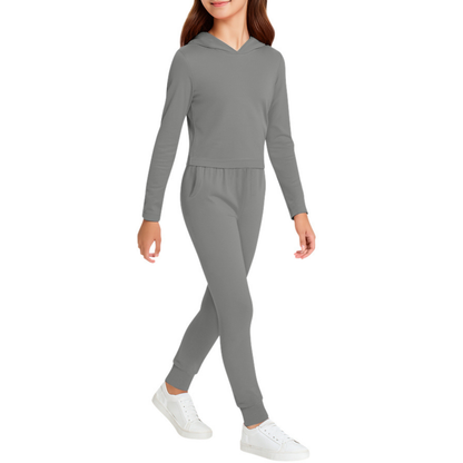 Sweet Hearts 2-Piece Girls Sweatsuit - Kids Sweatpants and Hoodie Sweatshirt Back to School Tween Girls Clothes Made in USA