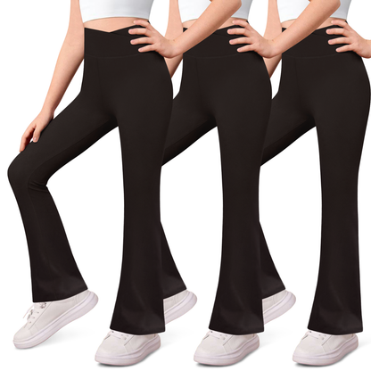 Sweet Hearts 3-Pack Girls Leggings- High Waist Wide Leg Flare Leggings for Girls Clothes Made in USA