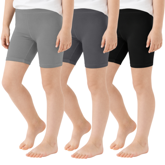 Sweet Hearts 3-Pack Girls Shorts- Girls Biker Shorts Elastic Waist Volleyball Gymnastics Basketball Athletic Shorts Made in USA