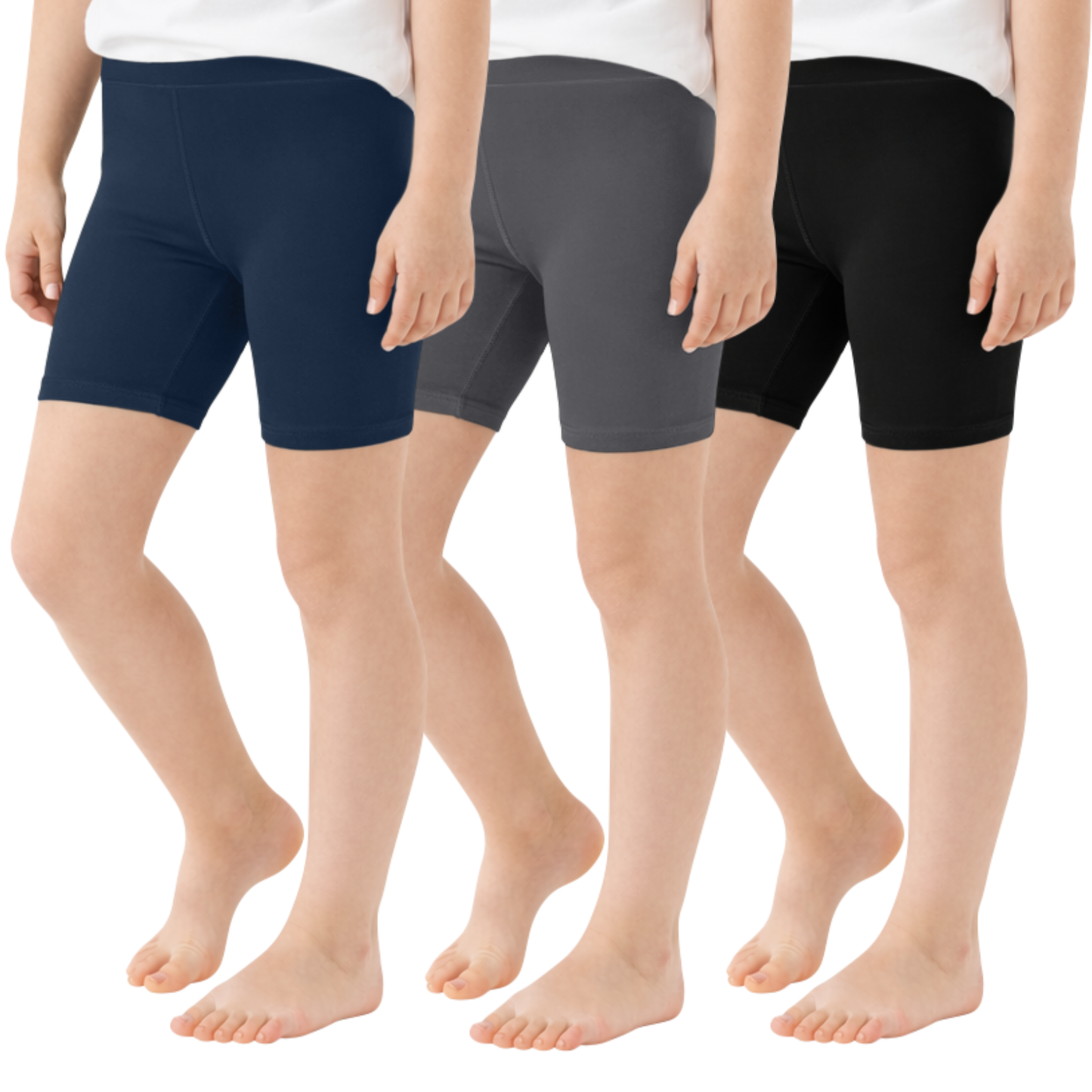 Sweet Hearts 3-Pack Girls Shorts- Girls Biker Shorts Elastic Waist Volleyball Gymnastics Basketball Athletic Shorts Made in USA