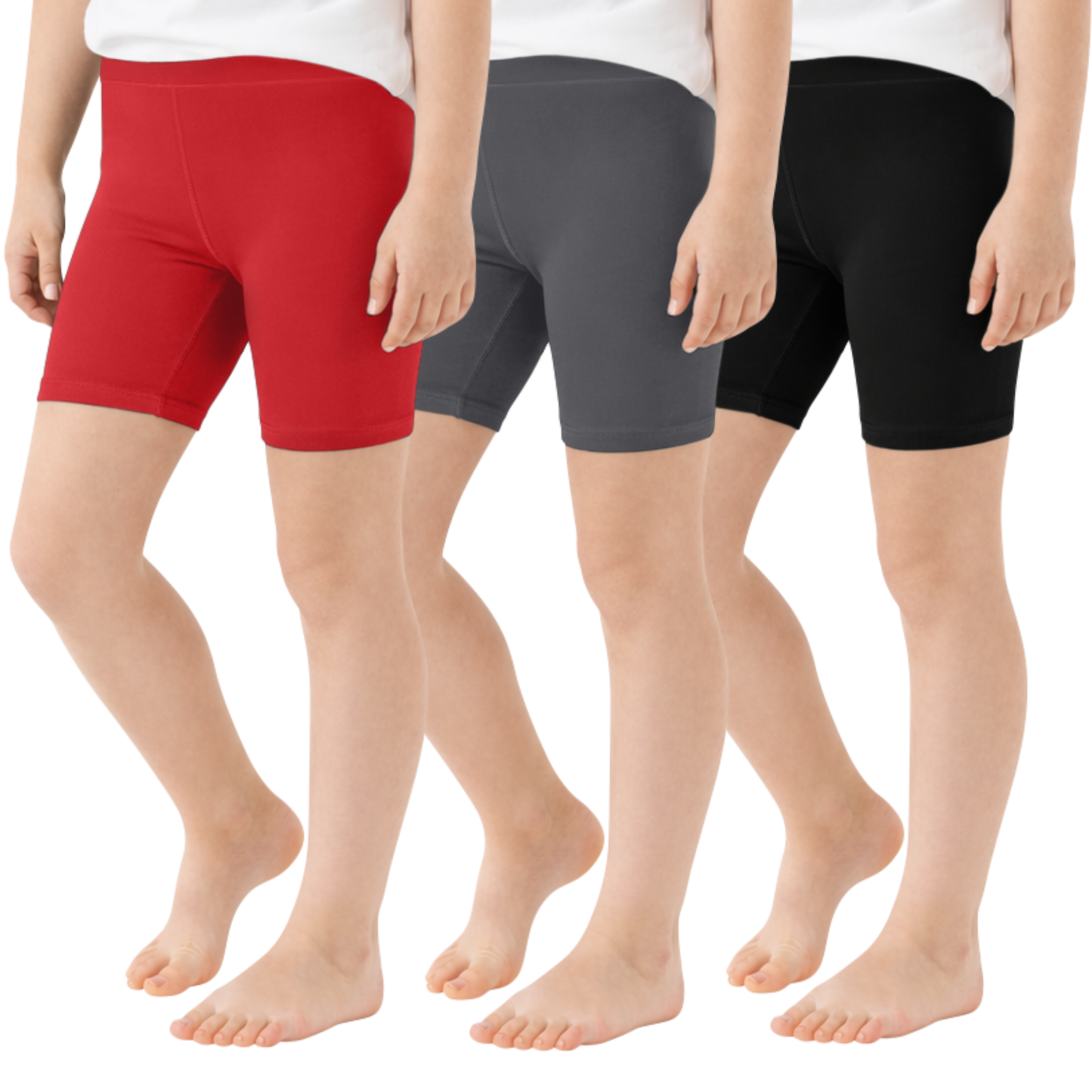 Sweet Hearts 3-Pack Girls Shorts- Girls Biker Shorts Elastic Waist Volleyball Gymnastics Basketball Athletic Shorts Made in USA