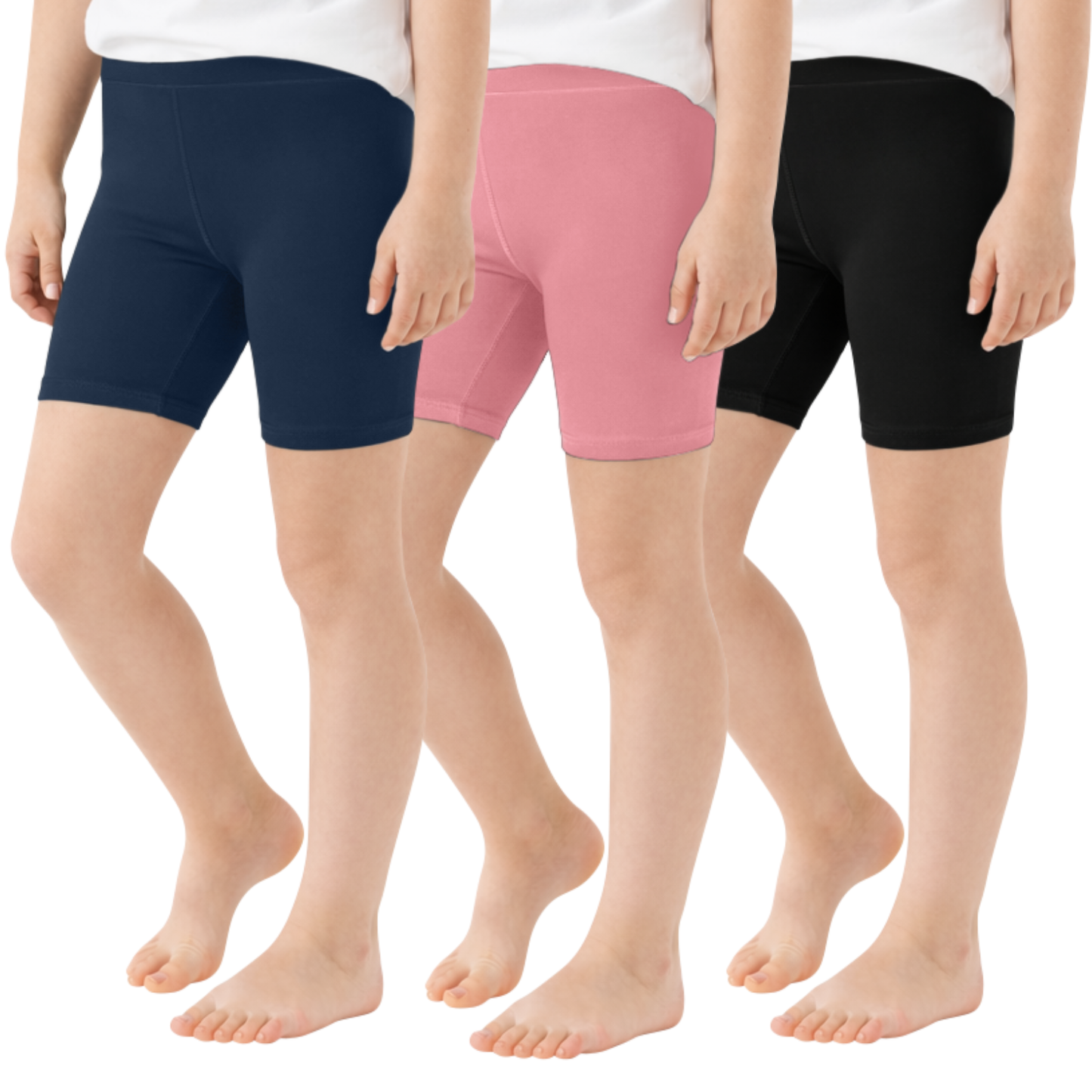 Sweet Hearts 3-Pack Girls Shorts- Girls Biker Shorts Elastic Waist Volleyball Gymnastics Basketball Athletic Shorts Made in USA