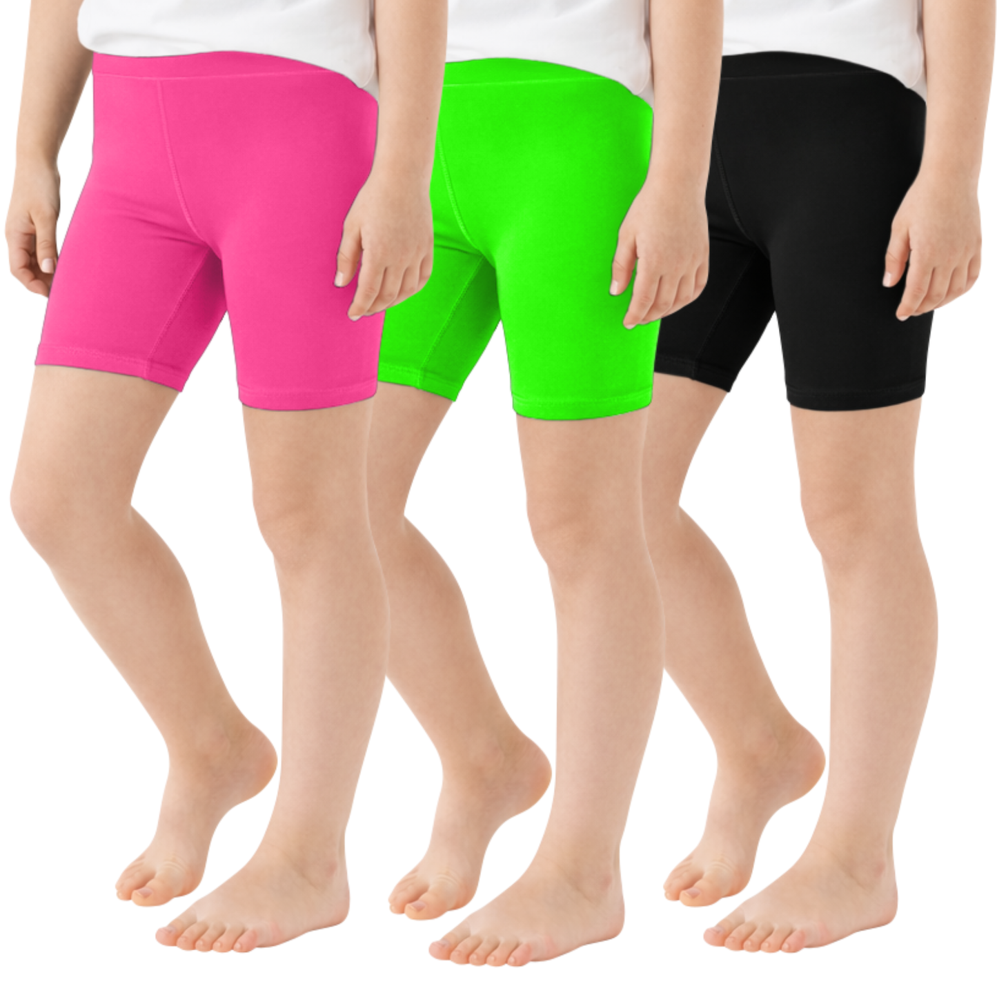 Sweet Hearts 3-Pack Girls Shorts- Girls Biker Shorts Elastic Waist Volleyball Gymnastics Basketball Athletic Shorts Made in USA