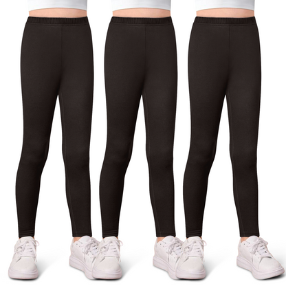 Sweet Hearts 3-Pack Girls Leggings- Elastic Waist Soft Leggings for Girls Clothes Made in USA