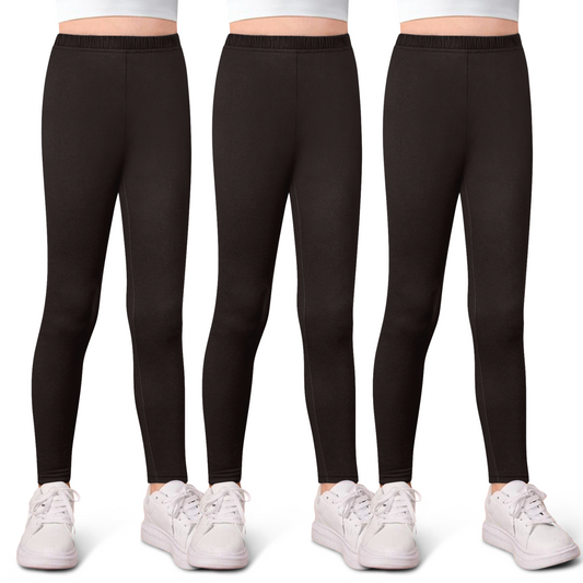 Sweet Hearts 3-Pack Girls Leggings- Elastic Waist Soft Leggings for Girls Clothes Made in USA