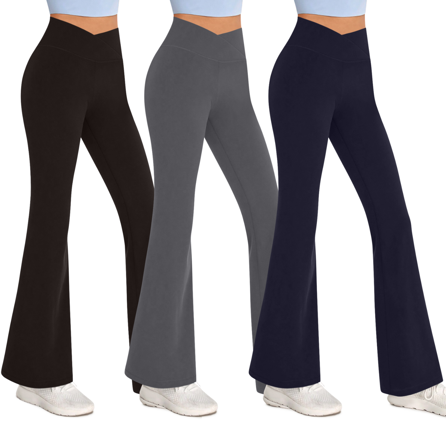Sweet Hearts 3-Pack Flare Leggings for Women- Crossover Yoga Pants Women’s Clothing Made in USA