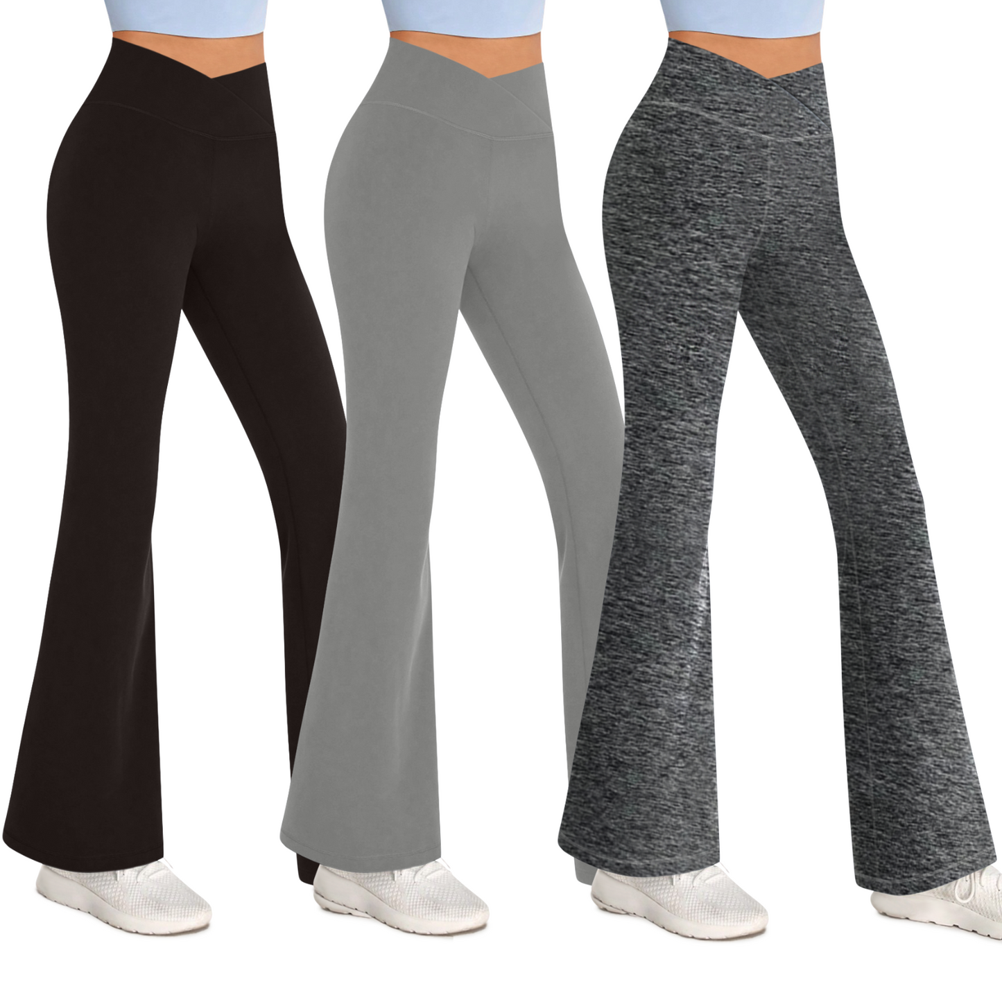 Sweet Hearts 3-Pack Flare Leggings for Women- Crossover Yoga Pants Women’s Clothing Made in USA