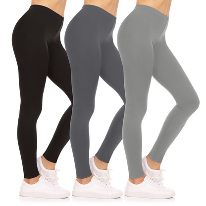Sweet Hearts 3-Pack Leggings for Women- Elastic Waist Tummy Control Buttery Soft Women's Leggings Made in USA