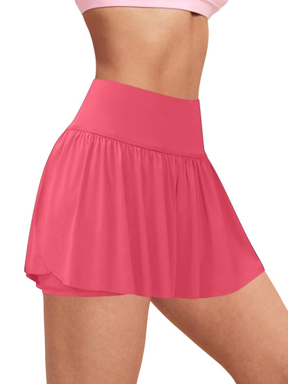 Sweet Hearts 2-Pack Activewear Shorts for Women- High Waist Spandex Workout Gym Shorts Athletic Running Tennis Skort Made in USA