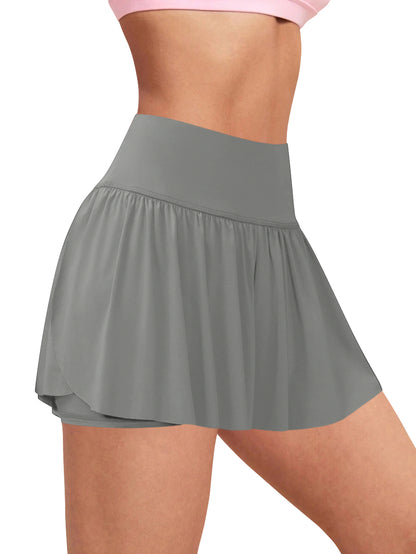 Sweet Hearts 2-Pack Activewear Shorts for Women- High Waist Spandex Workout Gym Shorts Athletic Running Tennis Skort Made in USA