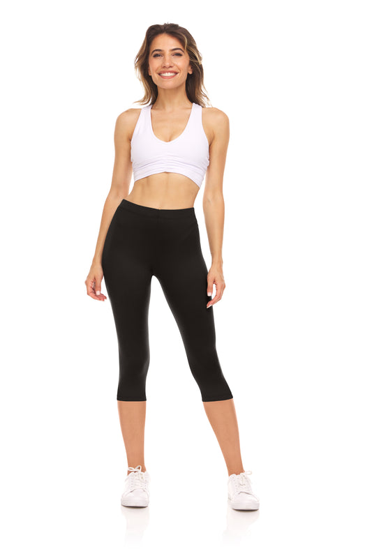 Sweet Hearts 3-Pack Capri Leggings for Women- Elastic Waist Tummy Control Capri Pants Yoga Pants Women’s Leggings Clothing Made in USA