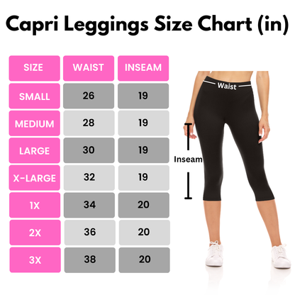 Sweet Hearts 3-Pack Capri Leggings for Women- Elastic Waist Tummy Control Capri Pants Yoga Pants Women’s Leggings Clothing Made in USA