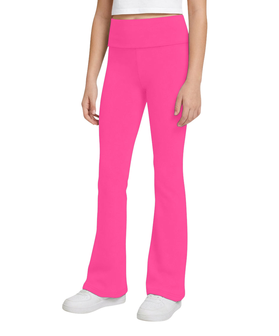 Sweet Hearts 3-Pack Girls Leggings- Foldover Pants Wide Leg Flare Leggings for Girls Clothes Made in USA