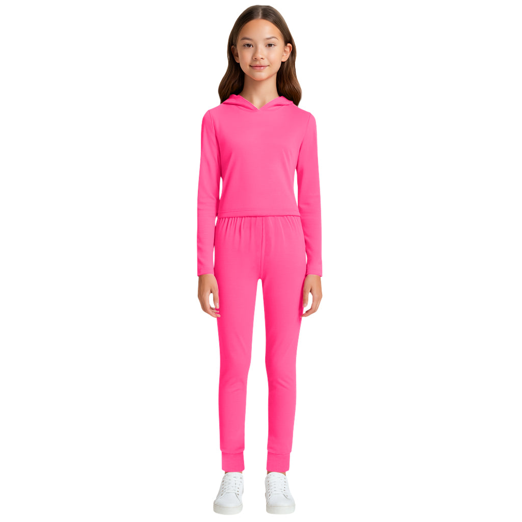 Sweet Hearts 2-Piece Girls Sweatsuit - Kids Sweatpants and Hoodie Sweatshirt Back to School Tween Girls Clothes Made in USA