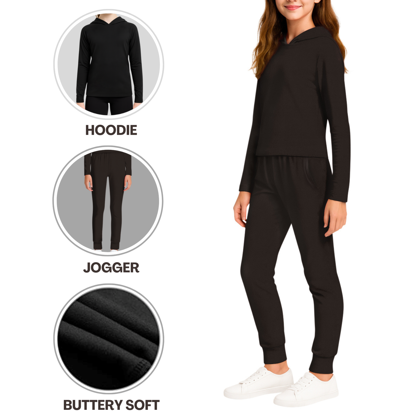 Sweet Hearts 2-Piece Girls Sweatsuit - Kids Sweatpants and Hoodie Sweatshirt Back to School Tween Girls Clothes Made in USA