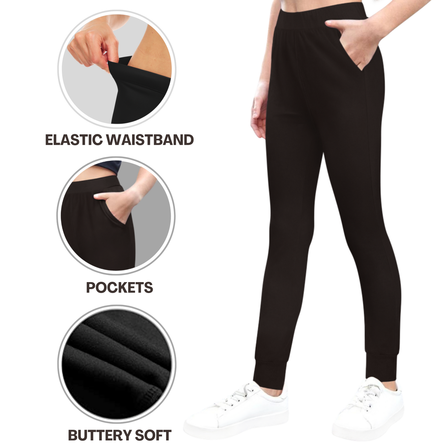 Sweet Hearts 2-Pack Girls Sweatpants- Lightweight Joggers Sweatpants for Girls with Pockets Made in USA