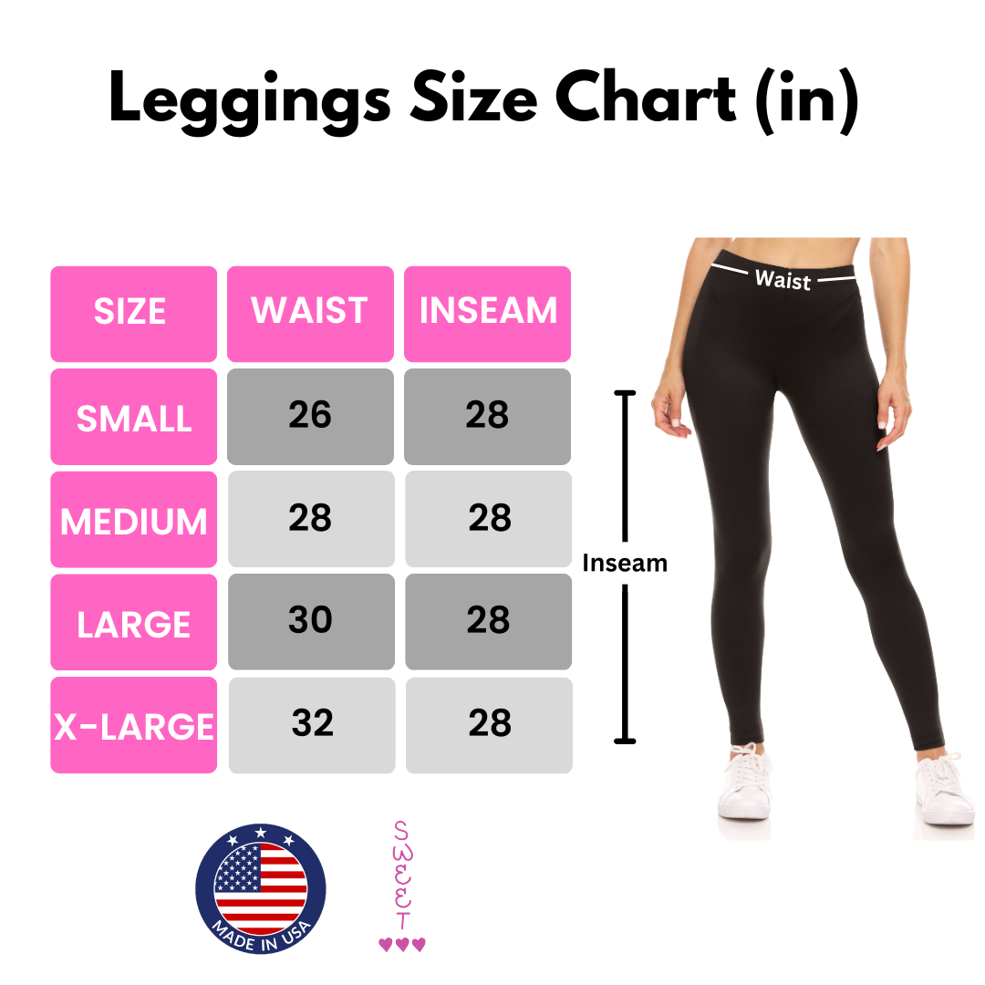 Sweet Hearts 3-Pack Leggings for Women- Elastic Waist Tummy Control Buttery Soft Women's Leggings Made in USA