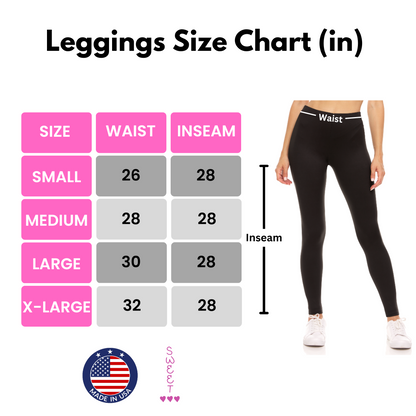 Sweet Hearts 3-Pack Leggings for Women- Elastic Waist Tummy Control Buttery Soft Women's Leggings Made in USA