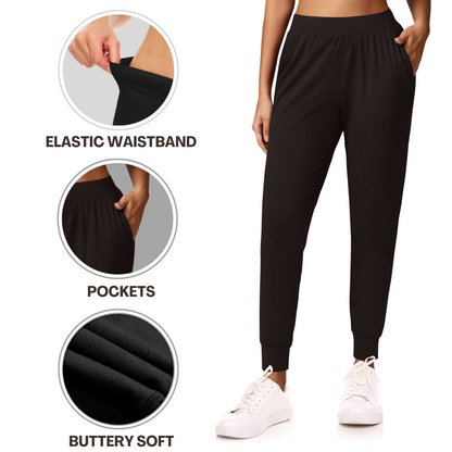Sweet Hearts 3-Pack Womens Joggers with Pockets- Elastic Waist Soft Sweatpants for Women Yoga Pants Made in USA