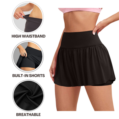 Sweet Hearts 2-Pack Activewear Shorts for Women- High Waist Spandex Workout Gym Shorts Athletic Running Tennis Skort Made in USA