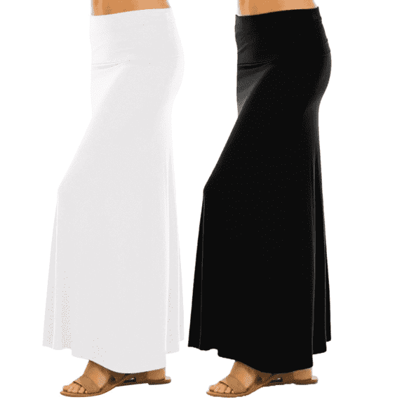 Sweet Hearts Maxi Skirt for Women- Foldover High Waist Long Flare A-Line Skirt Maxi Dress XS-XL Made in USA