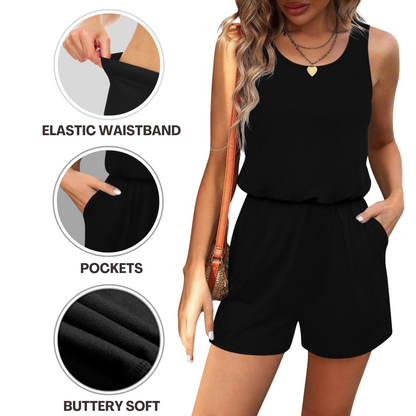 Sweet Hearts Rompers for Women- Short Jumpsuits with Pockets Casual Summer Made in USA
