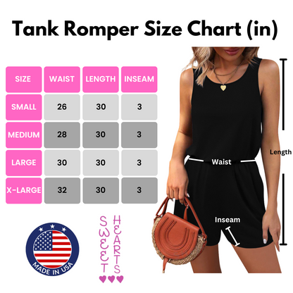 Sweet Hearts Rompers for Women- Short Jumpsuits with Pockets Casual Summer Made in USA